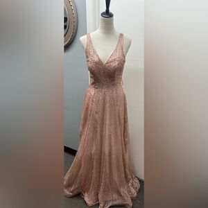 Val Stefani Strapless Rose Gold Gown